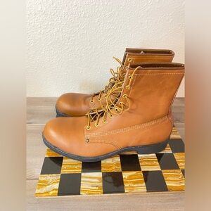 Vintage HyTest Anchor Flange Steel toe safety shoes, Brown leather, Men’s 12